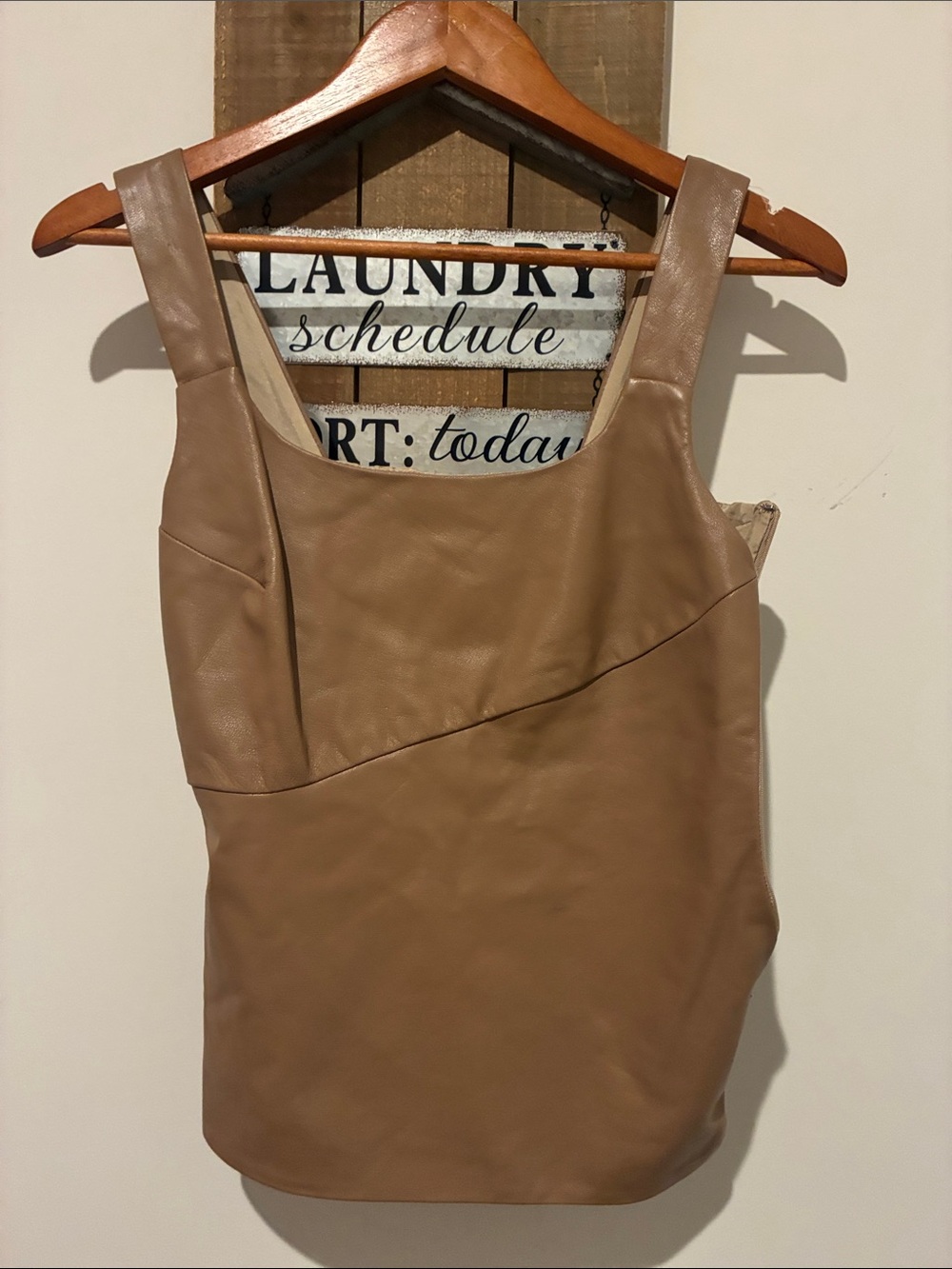 Women’s Faux Leather Tank Top in Taupe